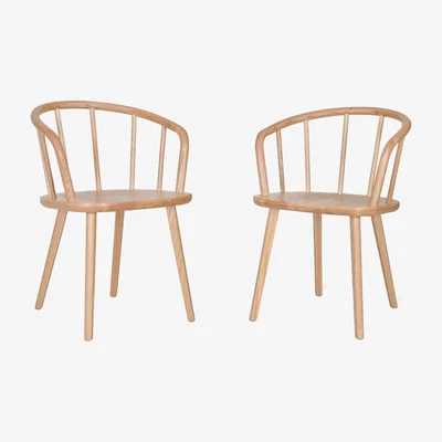 Cuckooland Garden Trading Pair of Wooden Carver Chairs - Natural