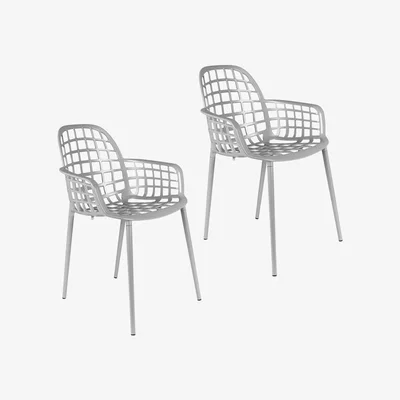 Cuckooland Zuiver Pair of Albert Kuip Garden Armchairs in Light Grey
