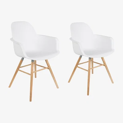 Cuckooland Zuiver Pair of Albert Kuip Retro Moulded Armchairs in White