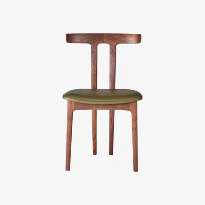 The Conran Shop OW58 T-Chair in Dark Green Leather & Walnut By Carl Hansen & Søn