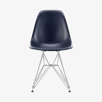 The Conran Shop DSR Fiberglass Side Chair Navy Blue & Chrome