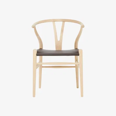 The Conran Shop Exclusive CH24 Wishbone Chair in Brown Leather & Soaped Oak