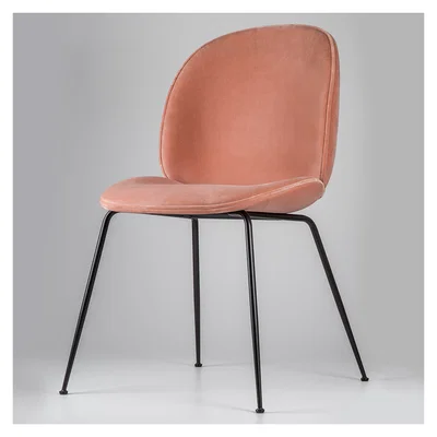 The Conran Shop Beetle Chair Light Pink Velvet With Black Legs