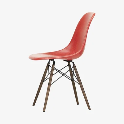 The Conran Shop DSW Fiberglass Side Chair Classic Red & Dark Maple