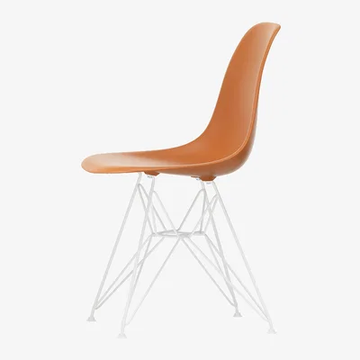 The Conran Shop DSR Plastic Side Chair in Rusty Orange & White