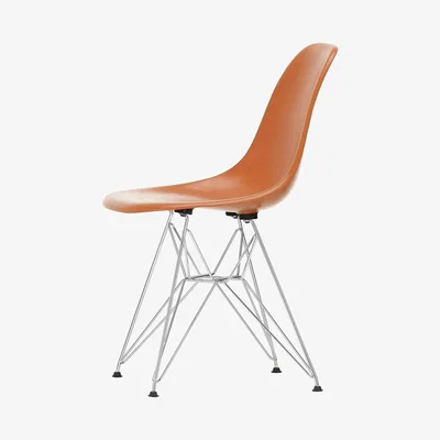 The Conran Shop DSR Fiberglass Side Chair Red Orange & Chrome