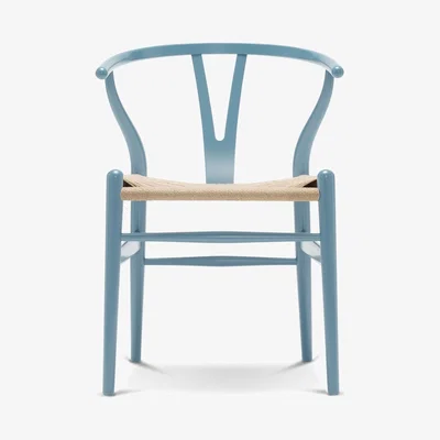 The Conran Shop CH24 Wishbone Chair in Steel Blue Beech & Natural Paper Cord