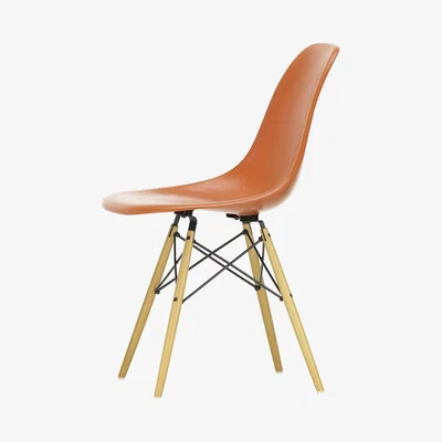 The Conran Shop DSW Fiberglass Side Chair Red Orange & Golden Maple