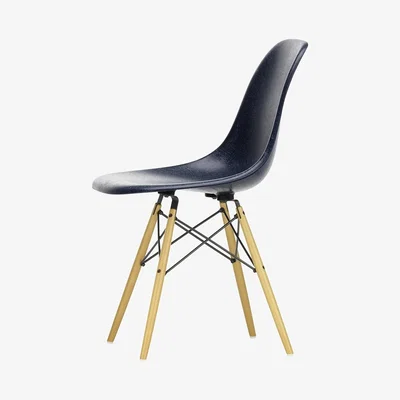 The Conran Shop DSW Fiberglass Side Chair Navy Blue & Golden Maple