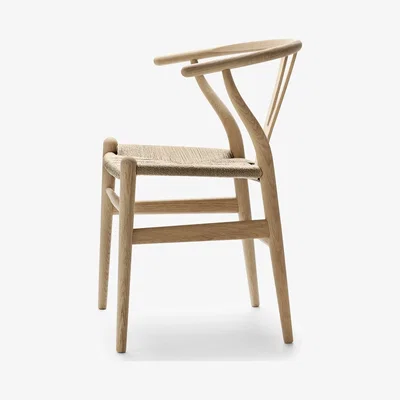 The Conran Shop CH24 Wishbone Chair in White Oiled Oak & Natural Paper Cord