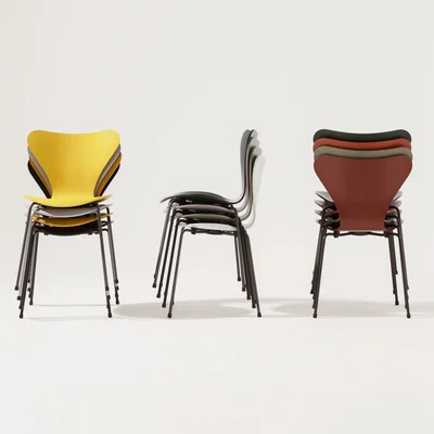 The Conran Shop Series 7 3107 Chair in Lacquered True Yellow & Silver Grey