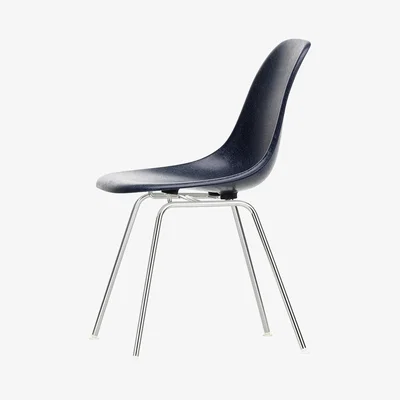 The Conran Shop DSX Fiberglass Side Chair Navy Blue & Chrome