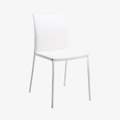 The Conran Shop Lia Side Chair Polished Aluminium & White Leather