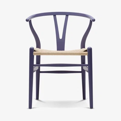 The Conran Shop CH24 Wishbone Chair in Purple Blue Beech & Natural Paper Cord
