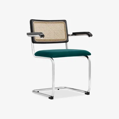 Cult Furniture £20 Off Kenton Carver Dining Chair, Teal Sustainable Velvet & Chrome