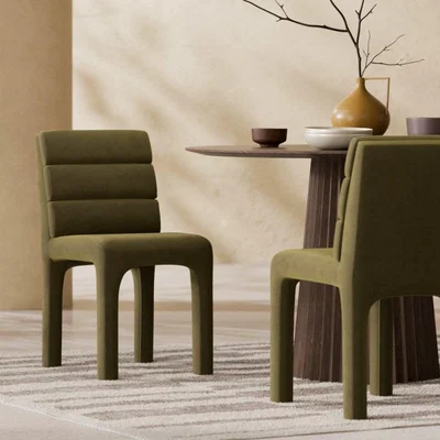 Cult Furniture £10  Off  Arlo Dining Chair, Olive Green Sustainable Velvet