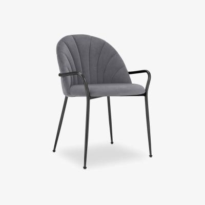 Cult Furniture £40 Off Sylvia Carver Dining Chair, Grey Velvet & Black Leg Colour: Black