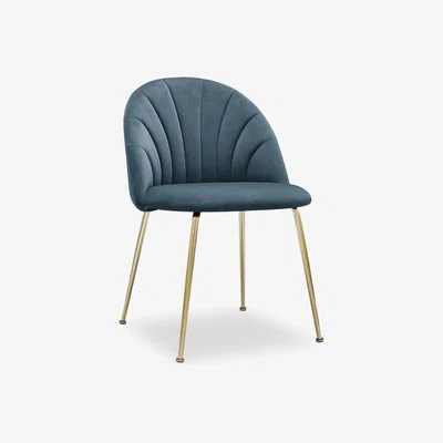Cult Furniture Sylvia Dining Chair, Dust Blue Recycled Velvet Leg Colour: Brass