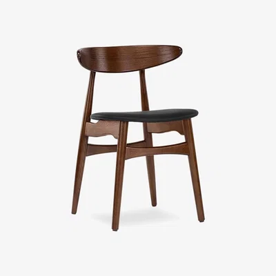Cult Furniture Malmros Wooden Dining Chair, Noir Black & Walnut