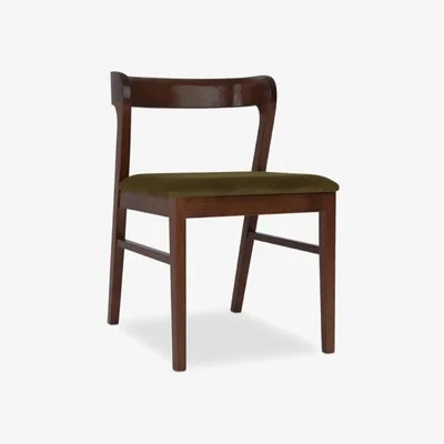 Cult Furniture Chiswick Wooden Dining Chair, Moss Green Sustainable Mohair Velvet & Walnut