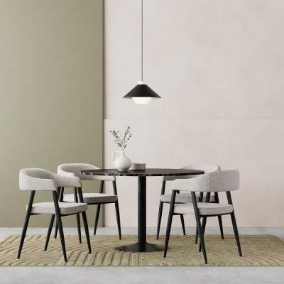 Cult Furniture £260 Off Ibiza & Presley 4 Chairs Dining Set, Black & Speckled Stone Sustainable Boucle