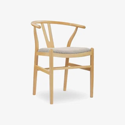 Cult Furniture £10 Off Wish Wooden Dining Chair, Speckled Stone Sustainable Boucle & Natural