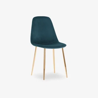 Cult Furniture Rayner Dining Chair, Midnight Blue Velvet Leg Colour: Brass