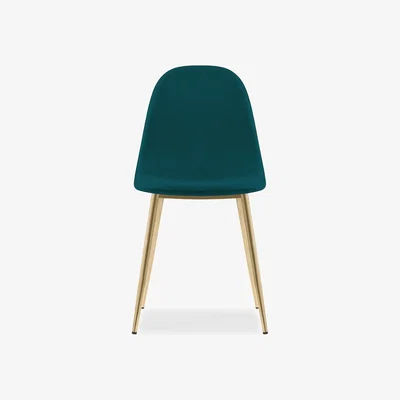 Cult Furniture £10  Off   Rayner Dining Chair, Teal Sustainable Velvet Leg Colour: Brass