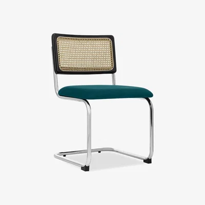Cult Furniture £20 Off Kenton Dining Chair, Teal Sustainable Velvet & Chrome