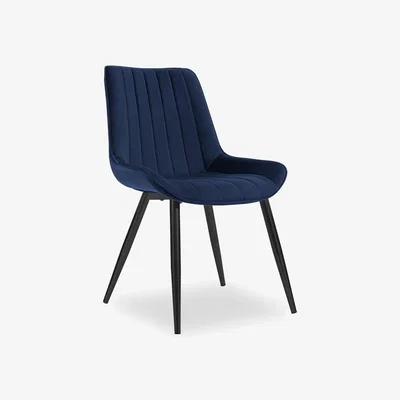 Cult Furniture Taylor Dining Chair, Royal Blue Sustainable Velvet & Black