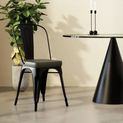 Cult Furniture Xavier Pauchard Tolix Style Metal Dining Chair, Vintage Green & Black