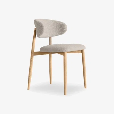 Cult Furniture Halston Dining Chair, Speckled Stone Sustainable Boucle & Oak Effect