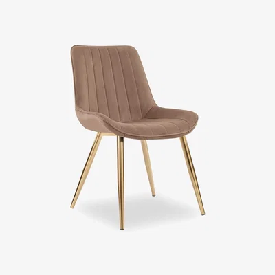 Cult Furniture £30 Off Taylor Dining Chair, Taupe Sustainable Velvet & Brass