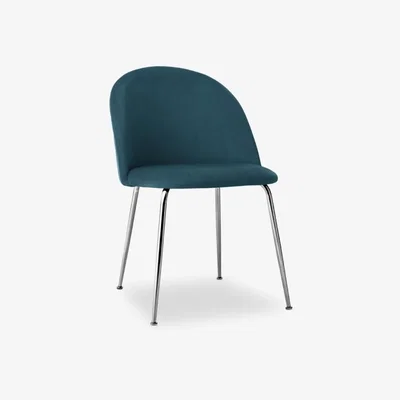 Cult Furniture £10  Off   Heather Dining Chair, Midnight Blue Velvet Leg Colour: Chrome