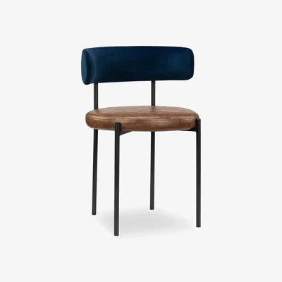 Cult Furniture £40 Off Cassie Dining Chair, Vintage Tan & Royal Blue Sustainable Velvet