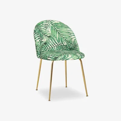 Cult Furniture Heather Dining Chair, Green Palm Leaf Leg Colour: Brass