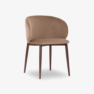 Cult Furniture Cameron Dining Chair, Taupe Sustainable Velvet & Walnut