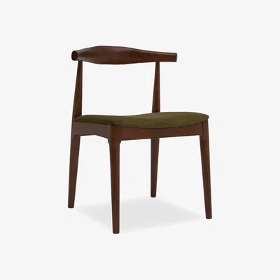 Cult Furniture Aalborg Wooden Dining Chair, Moss Green Sustainable Mohair Velvet & Walnut
