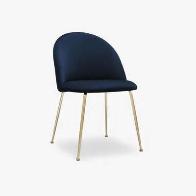 Cult Furniture Nova Dining Chair, Royal Blue Recycled Velvet Leg Colour: Brass