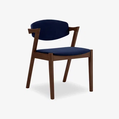Cult Furniture Ottis Wooden Carver Dining Chair, Royal Blue Sustainable Velvet & Walnut