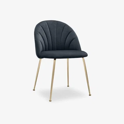 Cult Furniture Sylvia Dining Chair, Midnight Grey Recycled Velvet Leg Colour: Brass
