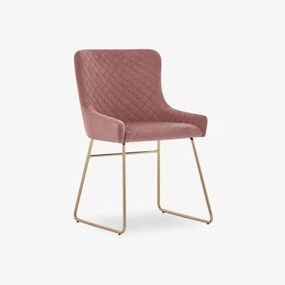Cult Furniture Bromley Dining Chair, Rose Pink Velvet Leg Colour: Brass