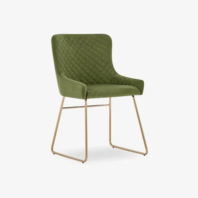 Cult Furniture Bromley Dining Chair, Moss Green Velvet Leg Colour: Brass
