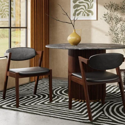 Cult Furniture Ottis Wooden Carver Dining Chair, Black & Walnut