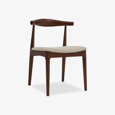 Cult Furniture Aalborg Wooden Dining Chair, Speckled Stone Sustainable Boucle & Walnut