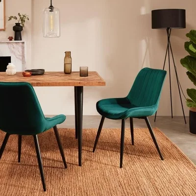 Cult Furniture £30 Off Taylor Dining Chair, Teal Sustainable Velvet & Black