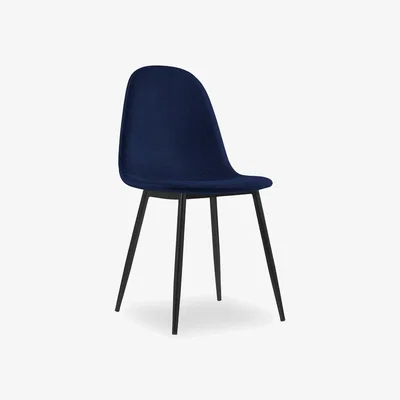 Cult Furniture Rayner Dining Chair, Royal Blue Sustainable Velvet Leg Colour: Black