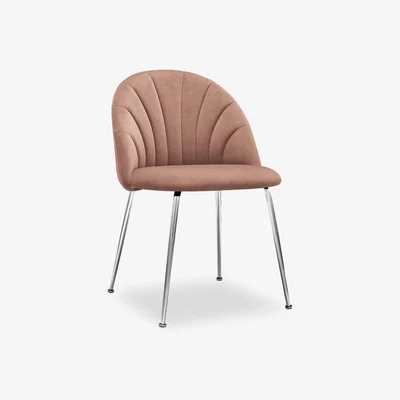 Cult Furniture Sylvia Dining Chair, Blush Pink Recycled Velvet Leg Colour: Chrome