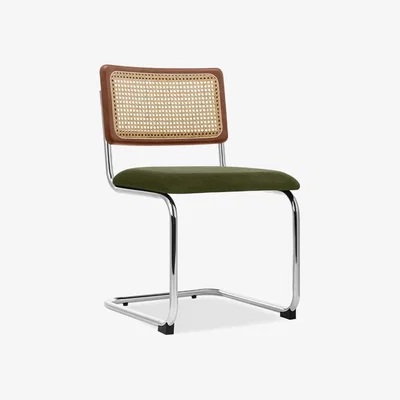 Cult Furniture £20 Off Kenton Dining Chair, Olive Green Sustainable Velvet & Chrome