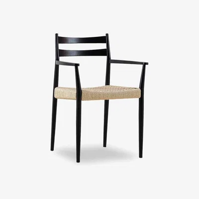Cult Furniture Caleb Wooden Carver Chair, Natural Weave & Black